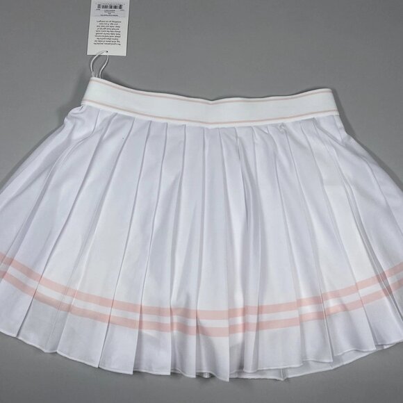 Sporty & Rich Women’s Vendome Script Logo Pleated Skort – White/Pink – Size XS - Picture 3 of 7